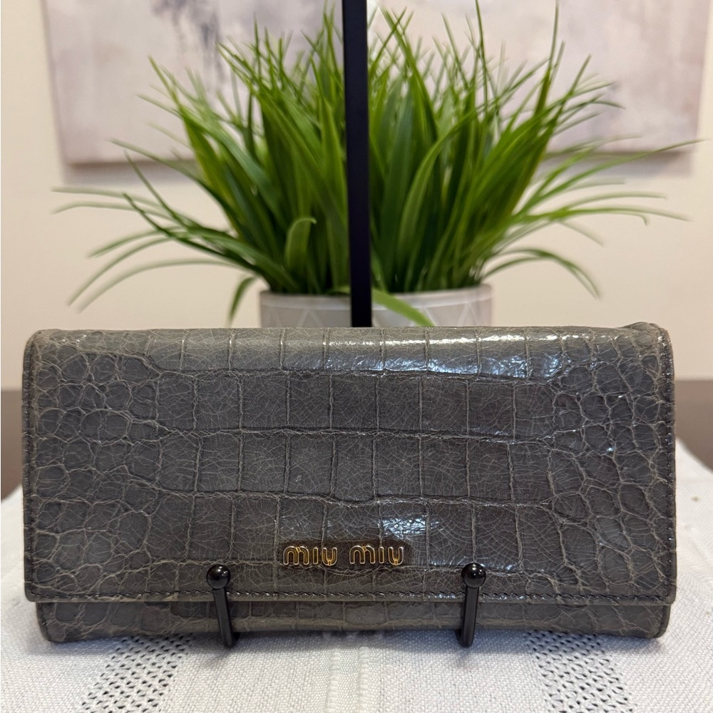 Miu Miu Croc Embossed Wallet
